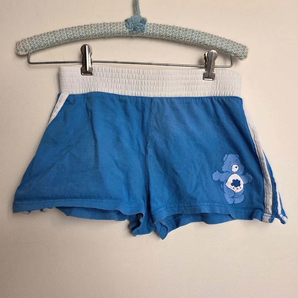 Vintage 2005 Y2K Care Bears Grumpy Bear Blue Kidcore Lounge Shorts Womens Small